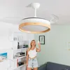 Image de Ventilateur de Plafond avec Lumière LED et 4 Pales Rétractables Woteez InnovaGoods Bois 72 W Ø49-104 cm