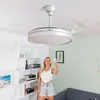 Image de Innovagoods - Ventilateur de Plafond avec Lumière led et 4 Pales Rétractables Silteez Argenté 80 w Ø49-104 cm