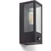 Image de Applique Murale Extérieure Acier Inoxydable et Verre Texturé avec Détecteur de Mouvement Gakom Noir