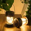 Image de Lanterne portative,Lot de 2 lanternes solaires à suspendre pour jardin, lampe de table led vintage avec poignée pour allée, cour, terrasse,