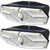Image de 2PCS 104 led Applique Lampe murale solaire Extérieur à détecteur de corps Lampe murale à détecteur de mouvement IPX5 Lampe murale solaire d'extérieur
