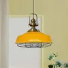 Image de Suspension Luminaire Asletl Industrielle en Métal Jaune Peint à la Main   Lustre Vintage E27 Ø40 cm pour Salon, Chambre ou Salle à Manger