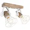 Image de Steinhauer - Plafonnier plafonnier en bois applique murale industrielle orientable, métal blanc, 2x douilles E27, LxlxH 27x14x27 cm