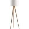 Image de Zuiver - Lampadaire 50x50x151 cm en tissu blanc et pieds naturel - tripod