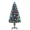 Image de Vidaxl   Arbre lumineux 120 cm   Couleur verte et blanche   Lumières LED et fibre optique   Changement automatique des couleurs   Support inclus