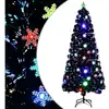 Image de Sapin de Noël et flocons de neige LED Noir 180 cm Fibre optique vidaXL