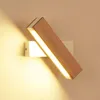 Image de Applique Murale Intérieur led, Applique murale led Rotation 360°avec Simple en Bois Massif Éclairage Lampe Murale Moderne pour Chambre Blanc