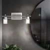 Image de Applique murale lampe spot lampe de couloir chambre à coucher, 2 flammes spots mobiles, chrome verre clair acier, 2x led 5W 450Lm 3000K, l 40cm