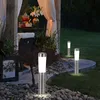 Image de Lampes solaires Lampes solaires led Piquet de terre Lampes de jardin Lampes de chemin Acier inoxydable blanc Extérieur Lot de 3