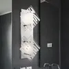Image de Applique murale chromée, lampe de couloir en verre, lampe d'escalier, lignes décoratives blanches, 2x G9, LxH 17x37 cm