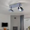 Image de Plafonnier spot lampe plafonnier salon lumière, 2 spots flammes orientables, chrome satiné, 2x led 6W 350Lm 3200K, LxlxH 25x11x15cm