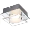 Image de Applique murale led chromée, éclairage de salon avec abat-jour en verre, satiné dimmable, fonction 4 niveaux, LxlxH 120x120x6,5, salle de bain