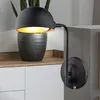 Image de Applique murale pivotante, lampe de chevet noire et dorée, orientable, avec interrupteur, 1x E14, LxHxP 13 x 30 x 28 cm