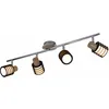 Image de Spot de plafond plafonnier orientable chrome plafonnier rétro verre, 4 accents bois flamme, 4x E14, l 70 cm