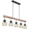 Image de Lampe suspendue au plafond rétro avec poutre en bois, éclairage de salon avec grille, luminaire suspendu Globo 15326-5N