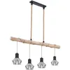 Image de Vintage plafonnier pendule poutre bois salle à manger treillis suspension noir Globo 54017-4HH