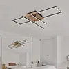 Image de Globo - Lampe de salon, plafonnier en métal noir, aspect bois moderne, spots orientables, métal noir mdf marron opale, 1x led 24W 1800Lm 3000K, HxLxP