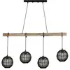 Image de Globo - suspension - Hermi II - noir - bois métal - grande lampe