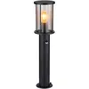 Image de Globo - Lampadaire, éclairage de chemin, lampe de jardin, lampe d'extérieur, métal, noir, verre, fumée, détecteur de mouvement, acier inoxydable, 1x