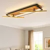 Image de Plafonnier LED Lampe en bois laiton Lampe de salon réglable, métal aluminium noir MDF, 32W 1550lm 3000K blanc chaud, L 81,5 cm