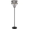 Image de Lampadaire cristaux de verre lampe de salon lampadaire 3 ampoules, métal noir mat, cristaux fumés clairs, 3x E27, DxH 40x180 cm