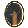 Image de Horloge murale led aspect bois Applique murale avec horloge Horloge murale analogique avec éclairage, rétroéclairage, 20W 825Lm blanc chaud, DxH 31 x