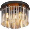 Image de Plafonnier Lampe de plafond lampe de salon lampe de salle à manger 5 flammes, métal noir barres de verre fumé, 5x E14, d 32 cm