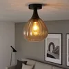 Image de Globo - Plafonnier plafonnier lampe de couloir lampe de salon en verre fumé noir h 27,5 cm