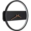 Image de Horloge murale applique murale rétroéclairage led métal noir mat d 32 cm