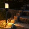 Image de Torche solaire Lampe d'extérieur Décoration de jardin Lampe solaire led avec effet de feu Piquet de terre Lampe de terrasse, blanc chaud, DxH 7,5 x