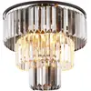 Image de Globo Lighting - Lustre plafonnier lampe de salon lampe de salle à manger lampe de chambre à coucher, cristaux de verre en métal couleur fumée, 3