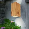 Image de Applique murale Up Down 2 flammes lampe d'extérieur aluminium aspect bois applique d'extérieur verre, 2x douille GU10, LxH 6,8x15 cm