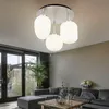Image de Lampe de plafond Lampe de salon Lampe de chambre à coucher, 3 flammes, métal nickel mat verre opalin, 4W 320Lm blanc chaud, DxH 46x36cm