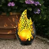 Image de Lampe solaire de décoration de jardin pour l'extérieur, décoration de balcon extérieur boule de verre optique flamme or noir, poinçonnage décoratif