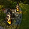 Image de Lampes solaires de décoration de jardin pour l'extérieur, décoration de balcon extérieur, noir, argent, arbre, boule de verre, batterie métal IP44,