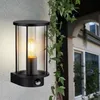Image de Applique murale extérieure lampe façade lumière détecteur de mouvement verre fumée acier inoxydable lumière de jardin, 1x E27, HxL en cm: 25,2x14,3