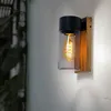 Image de Applique murale, éclairage extérieur, lampe de terrasse, éclairage de façade moderne, aspect bois, verre en acier inoxydable, fumée noire, 1x E27,