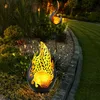 Image de Lampes solaires de décoration de jardin pour l'extérieur, décoration de balcon extérieur boule de verre optique flamme or noir, poinçonnage décoratif