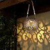 Image de Lampe solaire suspension lumière décoration de jardin led jardin rond extérieur table lumineuse suspension en forme de boule, métal cuivre argent, 1x