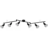 Image de Plafonnier spot plafond rétro 6 flammes barre spot métal noir, spots orientables, grillage métal noir, 6x douilles E14, LxH 120 x 22 cm