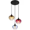 Image de Lampe à suspendre 3 flammes Lampe de salle à manger Lampe à suspendre rétro en verre Lampe de salon, rouge ambre bleu, 3x E27, DxH 45 x 150 cm