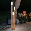 Image de Eclairage de chemin extérieur en acier inoxydable lampe d'extérieur lampadaire jardin lumière aspect bois, 3 flammes en acier inoxydable, 3x E27, DxH