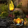 Image de Lampe solaire flamme design extérieur fleur solaire extérieur fleur de lotus verre craquelé solaire, gris, ampoules led, 1x fleur de lotus 1x design