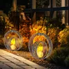Image de Lampe solaire boule orientale décorative lumière jardin solaire lampe solaire métal pour extérieur, verre craquelé, piquet de sol, 1x led 0,06W blanc