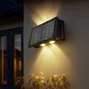 Image de Lampe solaire noire Lampe d'extérieur Balcon Lampe murale moderne Lampe de jardin angulaire Batterie Mur de maison résistant aux intempéries,