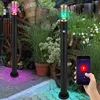 Image de Lampadaire dimmable led lampadaire extérieur avec détecteur de mouvement jardin en acier inoxydable fumé cuivre noir, contrôle par application, Smart