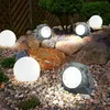Image de Lampes solaires lampes de décoration de jardin aspect pierre pour jardin extérieur boule de décoration de terrasse à led solaire, plastique blanc