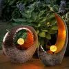 Image de Lampes solaires solaires pour décoration de jardin extérieur croissant de lune lampes solaires de patio extérieur, effet de feu, laiton, 1x led blanc