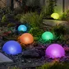 Image de Lampe solaire boule changeante de couleur lampe de prise extérieure hémisphère décoration de jardin solaire, blanc, 5x led rvb colorées, DxH 15x19