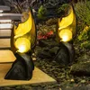 Image de Lampes solaires LED à flamme solaire pour décoration de jardin extérieur Lampe solaire à effet flamme, sculpture marron doré avec effet de lumière